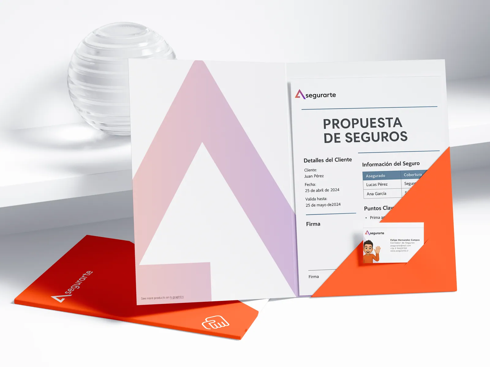 Presentation folder and insurance proposal with the brand's gradient A.