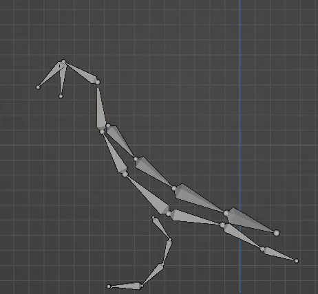 The parrot's skeleton in Blender.