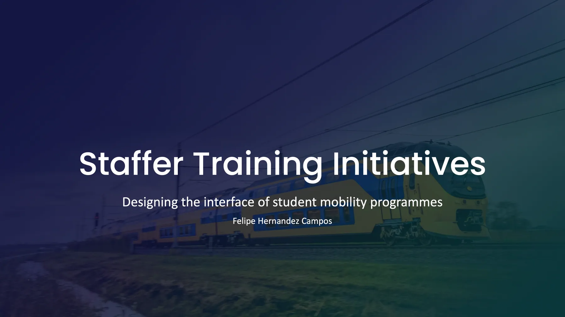 Title slide: Staffer Training Initiatives, designing the interface of student mobility programmes.